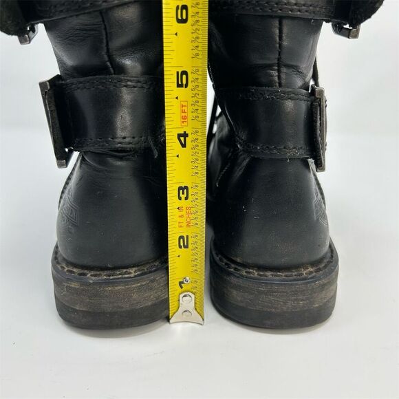 Harley-Davidson Moto Black Leather Lace-Up Riding Boots Size 6.5 Buckles - Picture 13 of 16